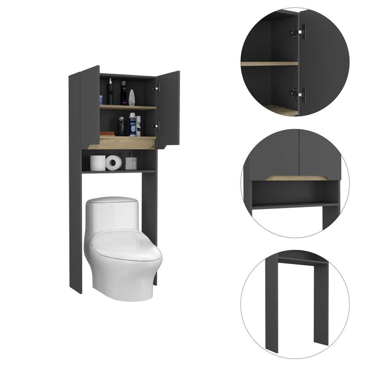 Optimizador de Baño TuHome Laurent 2 Puertas Plomo
