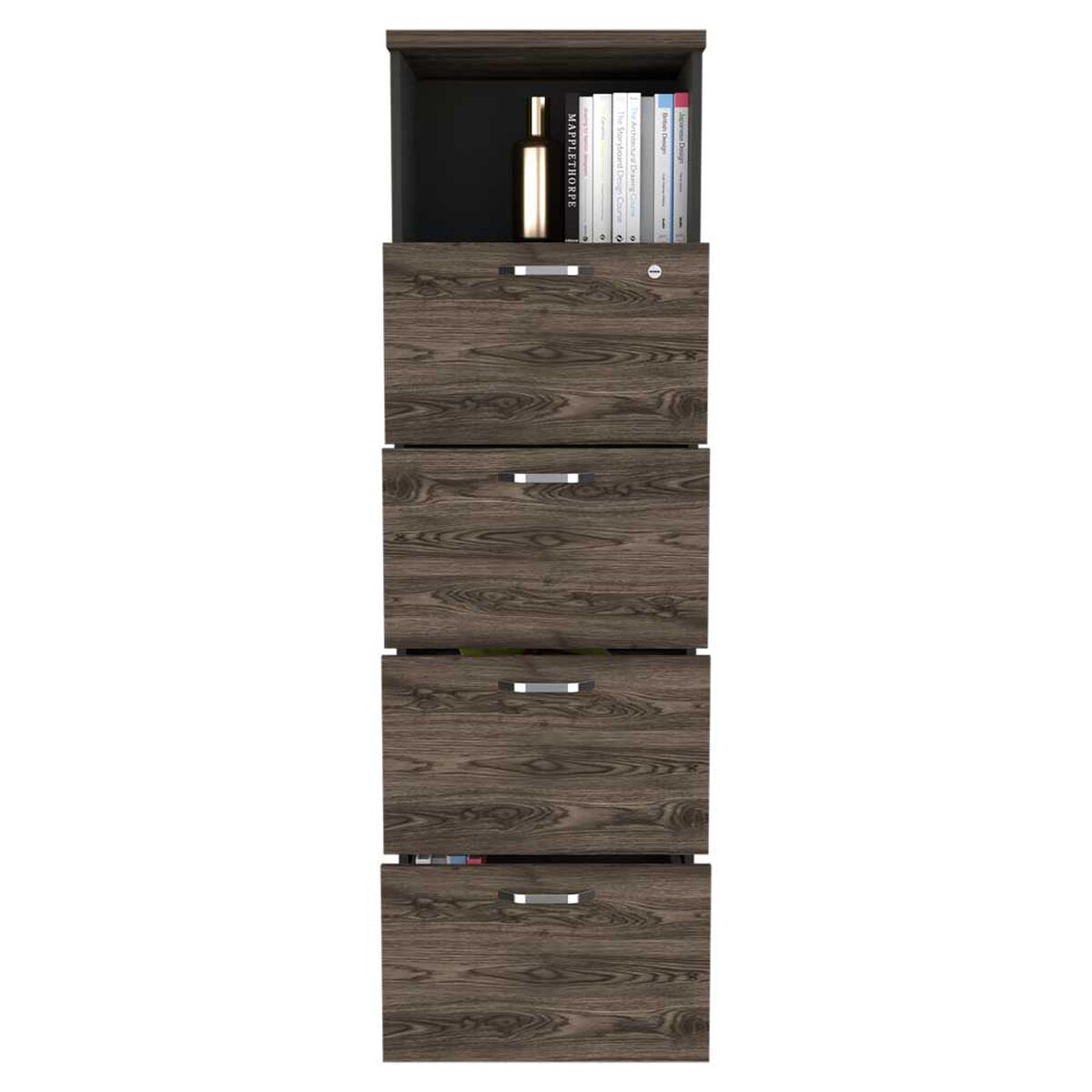 Mueble Archivador TuHome Home Office 4 Cajones Negro Soft Coñac