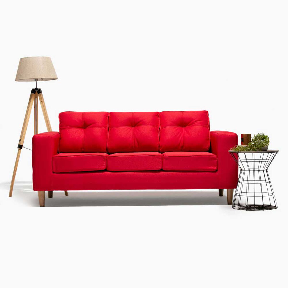 Sofá Kea Infinity Tela 3 Cuerpos Rojo