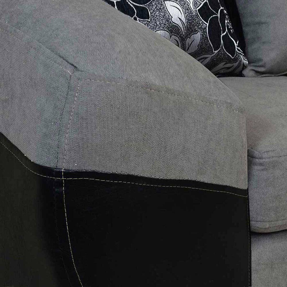 Sof&aacute; Elegant Detail Houston 3 Cuerpos Negro Gris