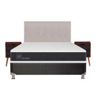 Box Spring CIC 2 Plazas New Ortopedic + Respaldo + 2 Veladores Tigris