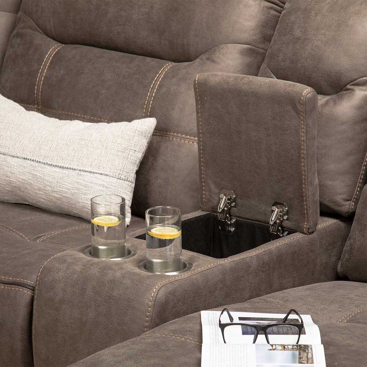 Seccional Derecho Reclinable Daniels Moderno 5 Cuerpos Caf&eacute; Grand