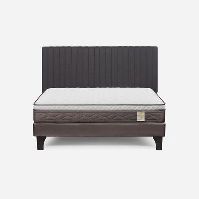 Cama Europea Rosen 2 Plazas New Style 4 + Respaldo Grafito