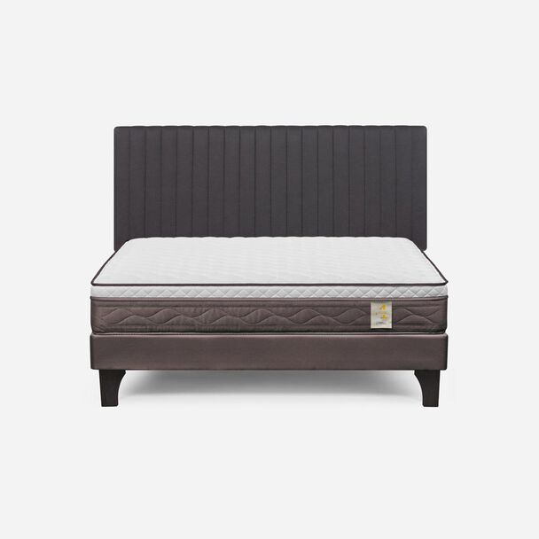 Cama Europea Rosen 2 Plazas New Style 4 + Respaldo Grafito