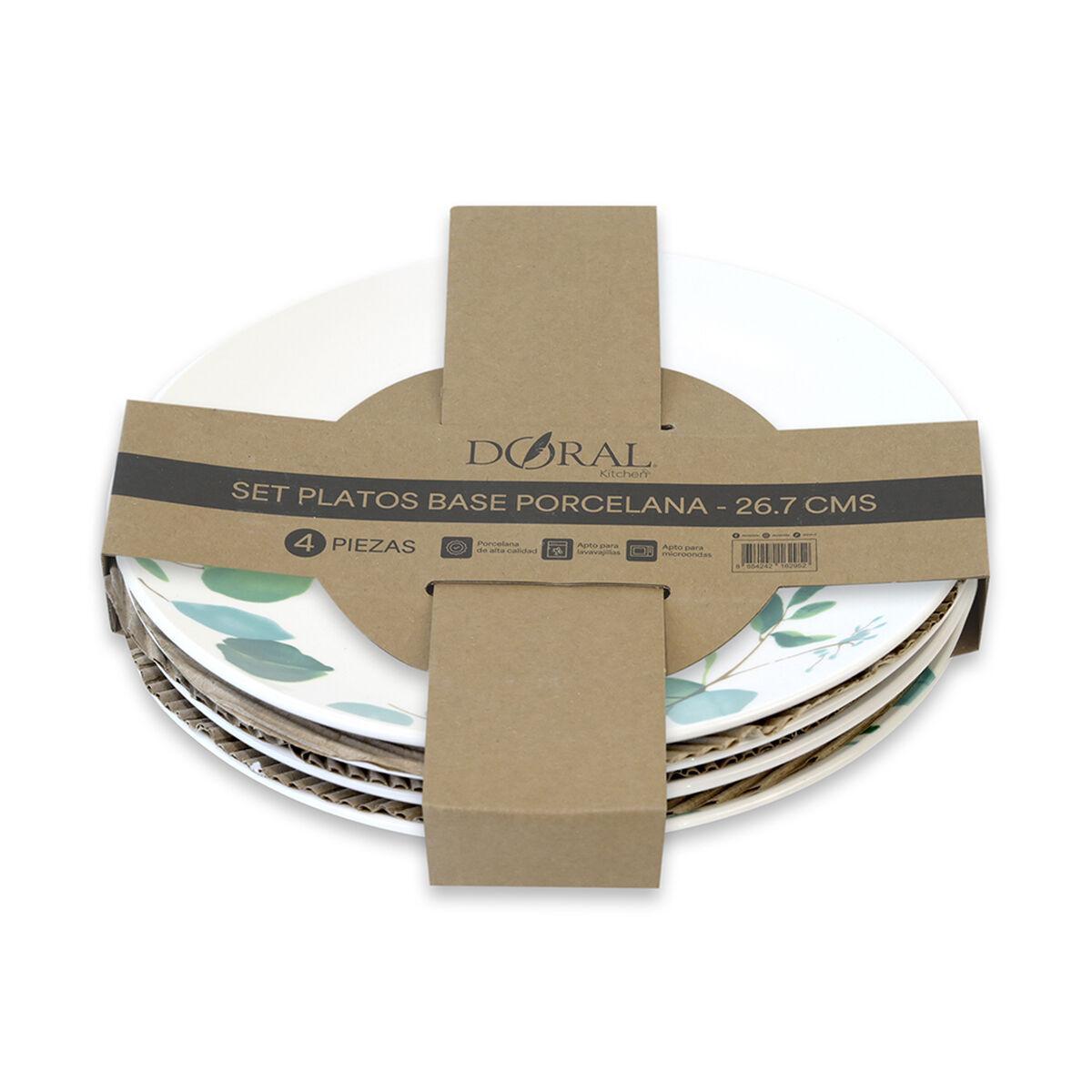 Set Platos Base Doral Flor 4 Piezas Verde