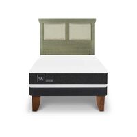 Cama Europea CIC 1,5 Plazas Ortopedic + Respaldo Torino Olivo