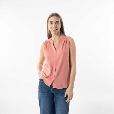 Blusa Lino Sin Mangas Mujer Portman Club