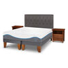 Cama Europea CIC Base Dividida King Alaska + Respaldo + 2 Veladores