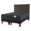 Cama Europea Flex Base Dividida 2 Plazas Black + Respaldo Grafito