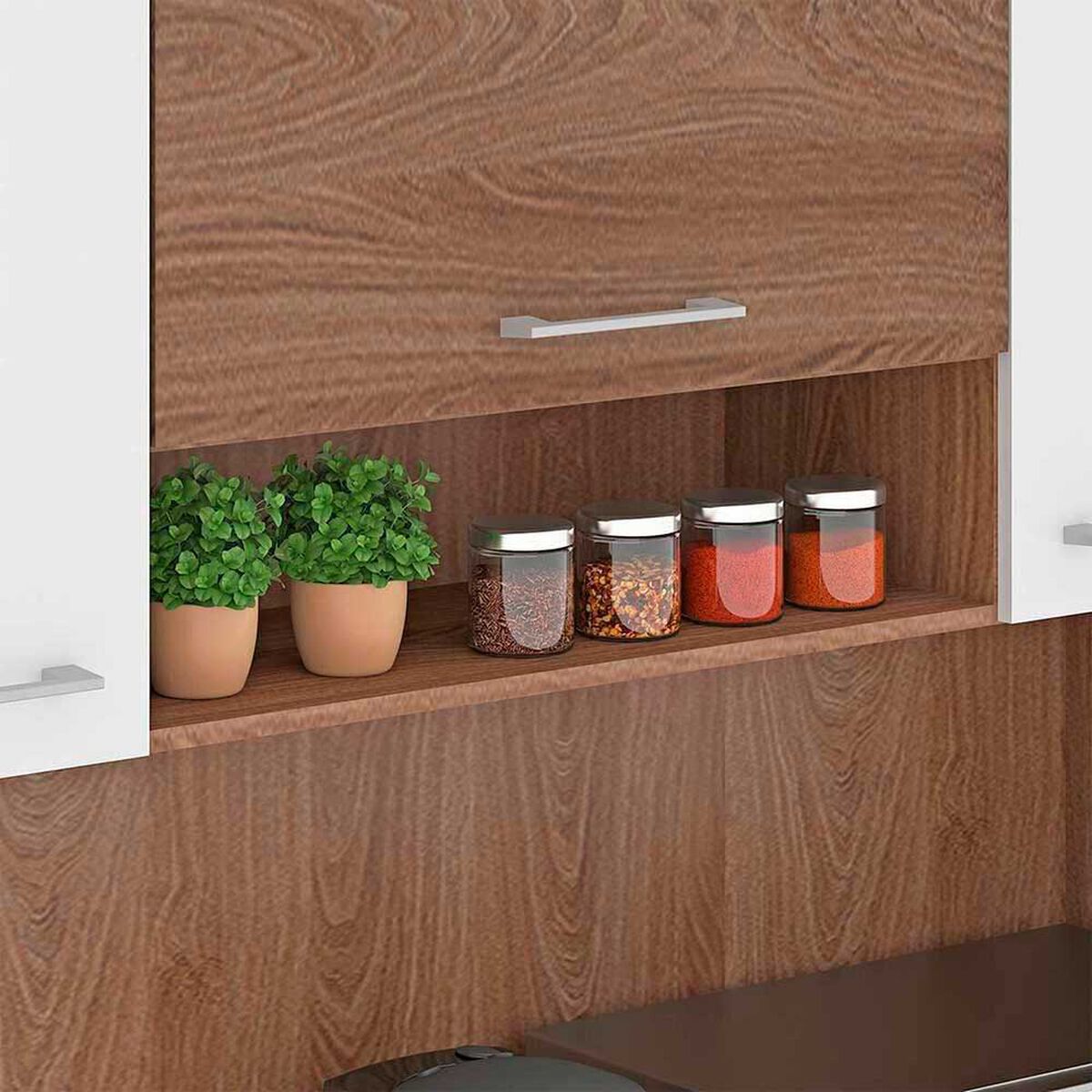 Mueble de Cocina Vekkahome Emi 1 Caj&oacute;n 7 Puertas Caf&eacute;