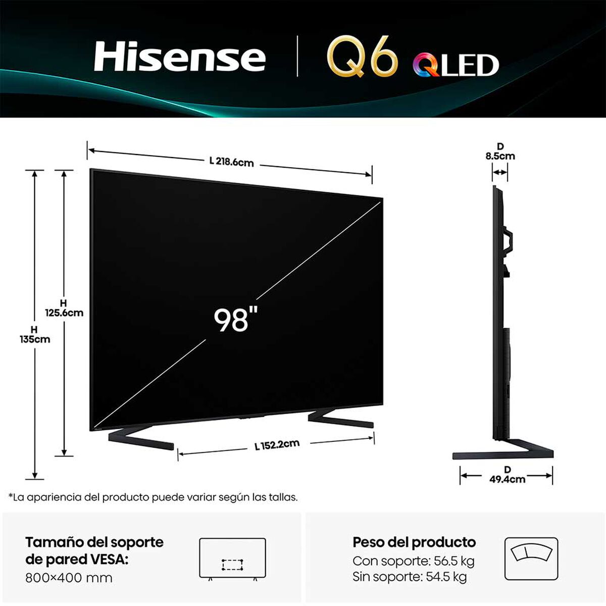QLED Hisense 98Q6QG 98" Ultra HD 4K