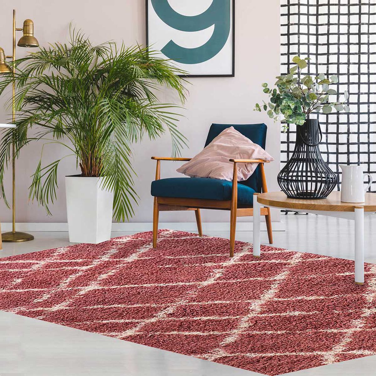 Alfombra Dib Shaggy Design 180 x 275 cm Rosa
