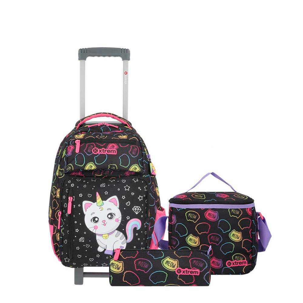 Pack Mochila con ruedas Xtrem Run 5XT Gato Negro | Abc