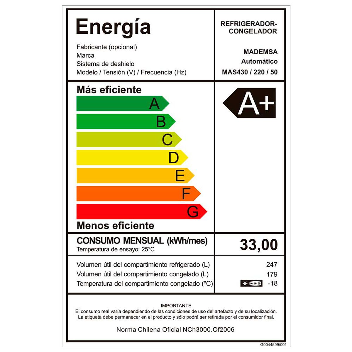 Refrigerador Side by Side Mademsa MAS430 426 lts