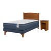 Cama Europea Flex 1,5 Plazas Marbella + Respaldo + Velador Arezzo