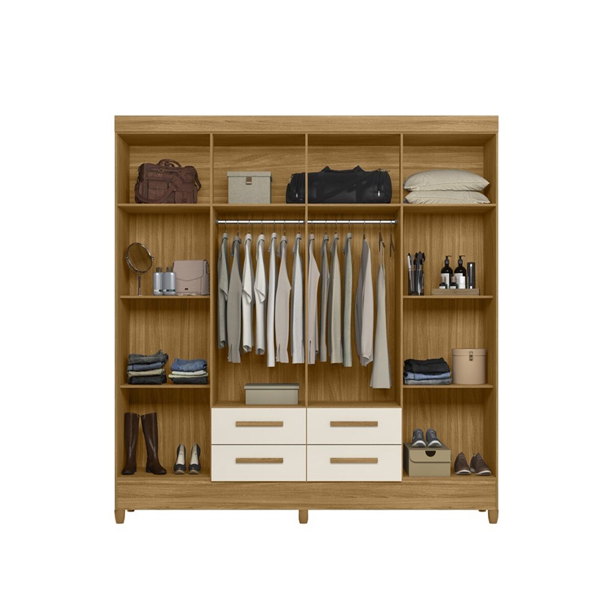 Closet Di Poretti Florida 8 Puertas 4 Cajones Café y Blanco