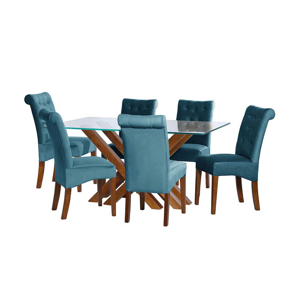 Juego de Comedor Latam Home Merida 6 Sillas Azul Petr&oacute;leo
