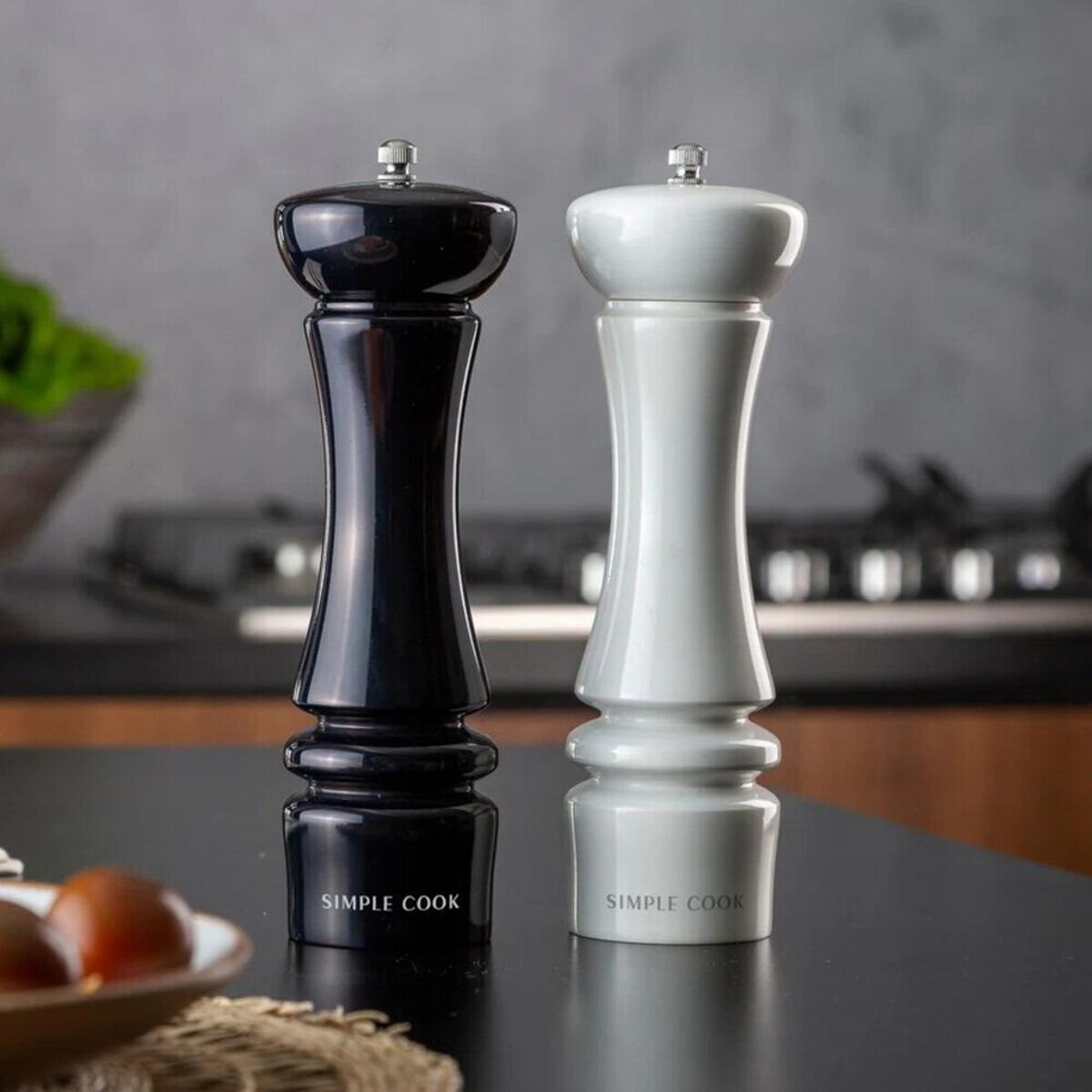 Set Salero y Pimentero Simple Cook Black&White 2 Piezas