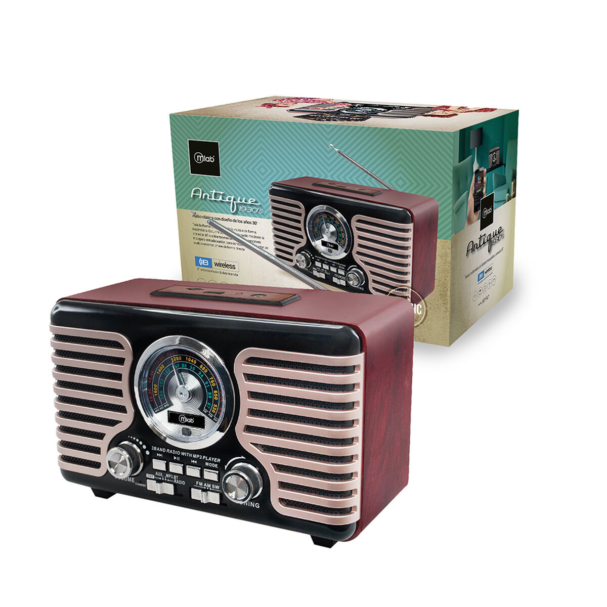 Radio Portátil Mlab Antique 1930's 8732 