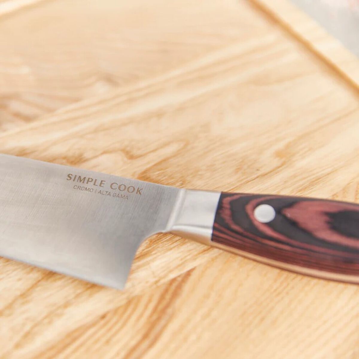 Set Cuchillo y Tabla Madera Simple Cook Arizona 2 Piezas