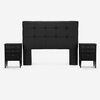 Cama Europea Rosen Base Dividida 2 Plazas Autonomy + Respaldo + 2 Veladores Issey Grafito