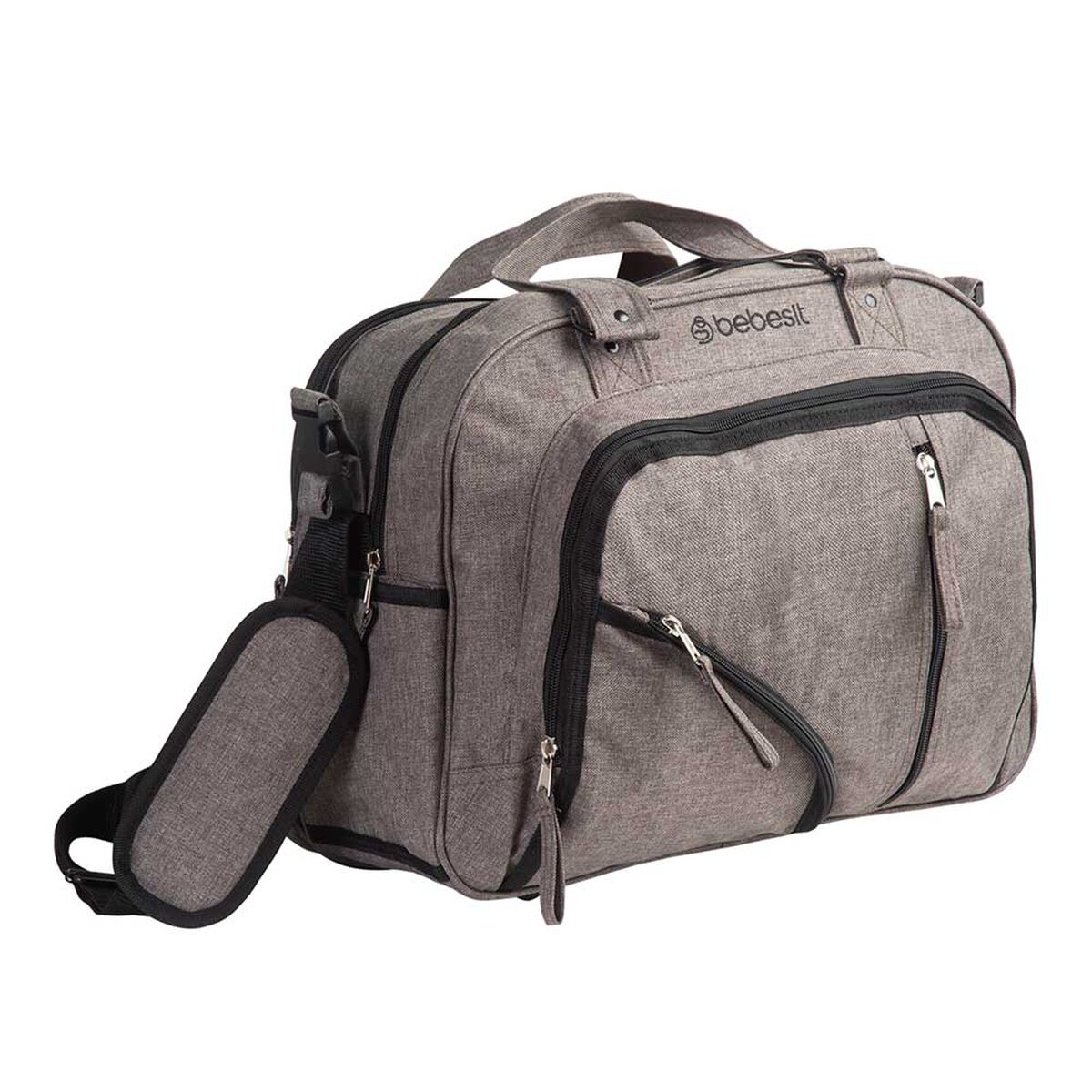 Bolso Maternal Con Porta Mamadera & Mudador Beige Bebesit