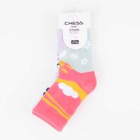 Pack 3 Calcetin Largo de Algodón Niña Chess Coral