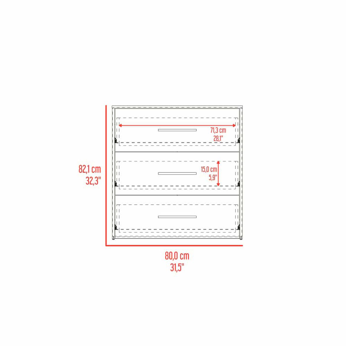 C&oacute;moda Tuhome Bigaf 3 Cajones Milan y Wengue