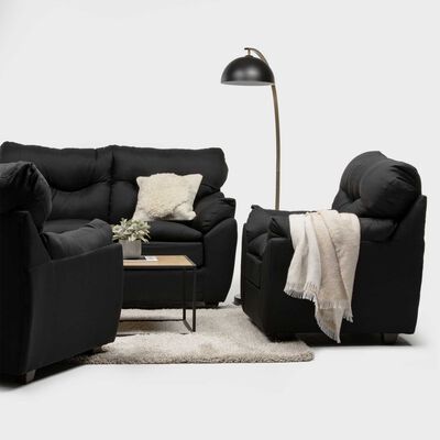 Imagen 2 del producto Juego de Living Almore Belén Sofá 3 Cuerpos + Dos Sillones 1 Cuerpo Negro