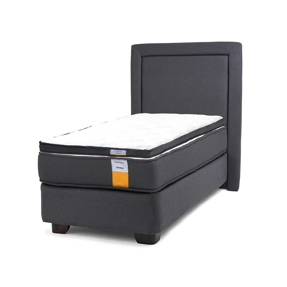 Cama Americana Drimkip 1,5 Plazas Funcional + Topper + Respaldo