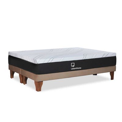 Cama Europea Latam Home Base Dividida King Zen Top Foam Visco Velvet Beige