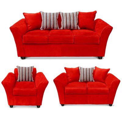 Juego de Living Elegant Detail Minesota Sofá 3 Cuerpos + Sofá 2 cuerpos + Sillón 1 Cuerpo Rojo