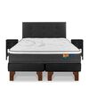 Cama Europea Flex Base Dividida 2 Plazas Mallorca + Respaldo Royal + 2 Veladores Rover