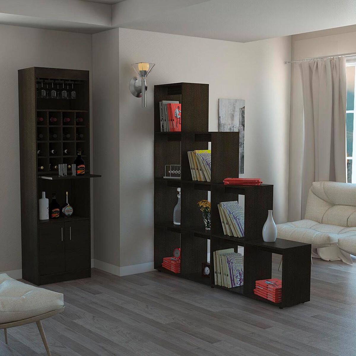 Mueble Bar + Biblioteca Escalera TuHome Beijing