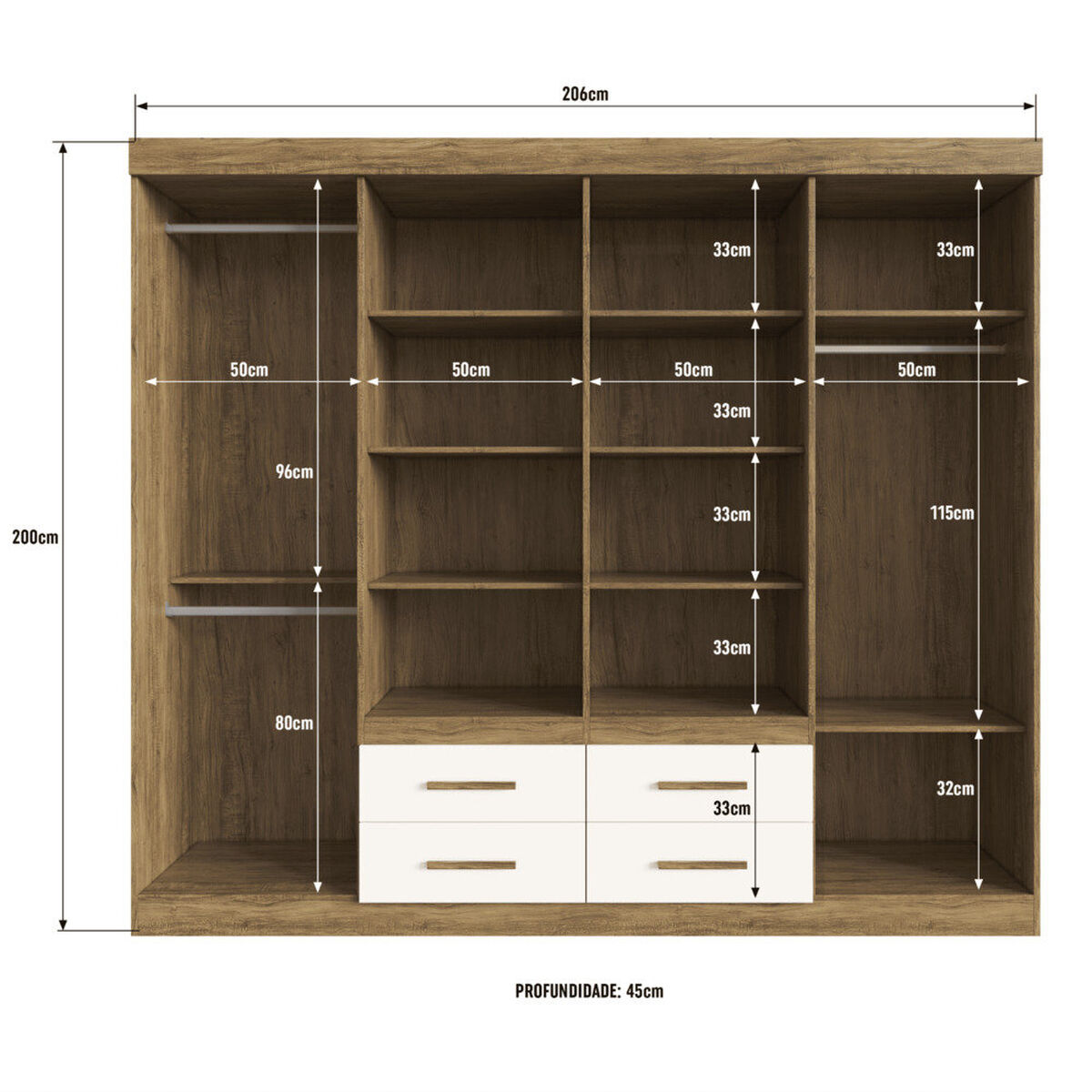 Clóset Exit 8 Puertas 4 Cajones Gris/Café