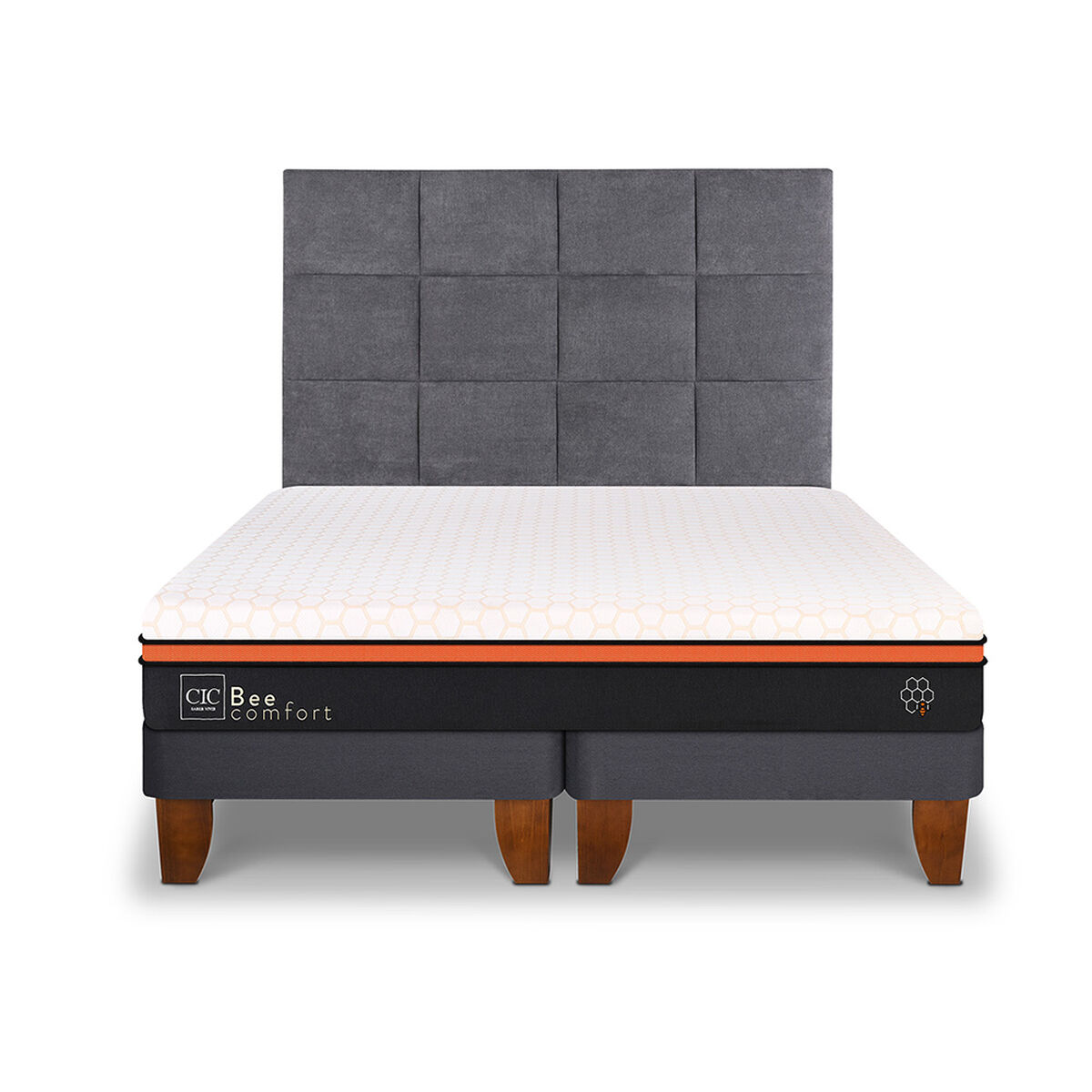 Cama Europea CIC Base Dividida 2 Plazas Bee Comfort + Respaldo