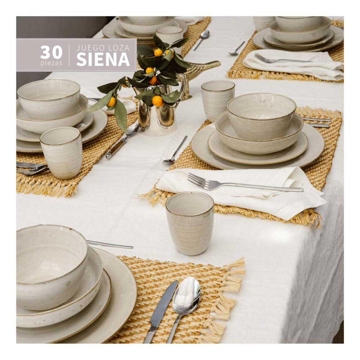 Set 4 Bowls Simplit Siena Cerámica Gres 7,5 cm Beige