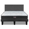 Cama Europea Prelude 2 Plazas Radiant 190 Cm + Respaldo Praga Gris