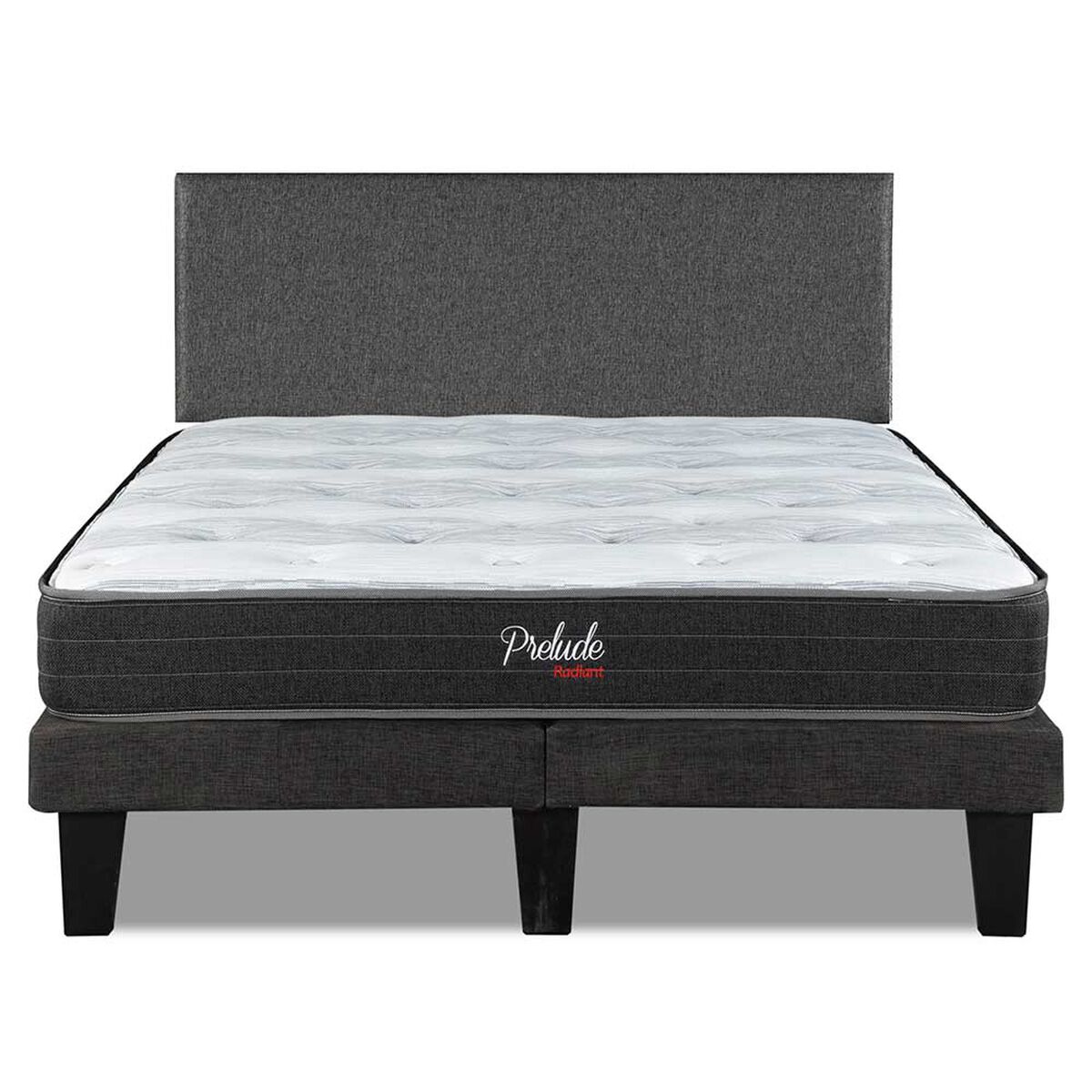 Cama Europea Prelude 2 Plazas Radiant 190 Cm + Respaldo Praga Gris