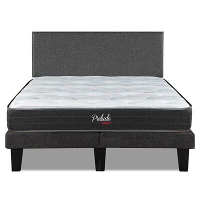 Cama Europea Prelude 2 Plazas Radiant 190 Cm + Respaldo Praga Gris