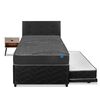 Cama Nido Flex 1,5 Plazas Black + Respaldo Royal + Velador Rock
