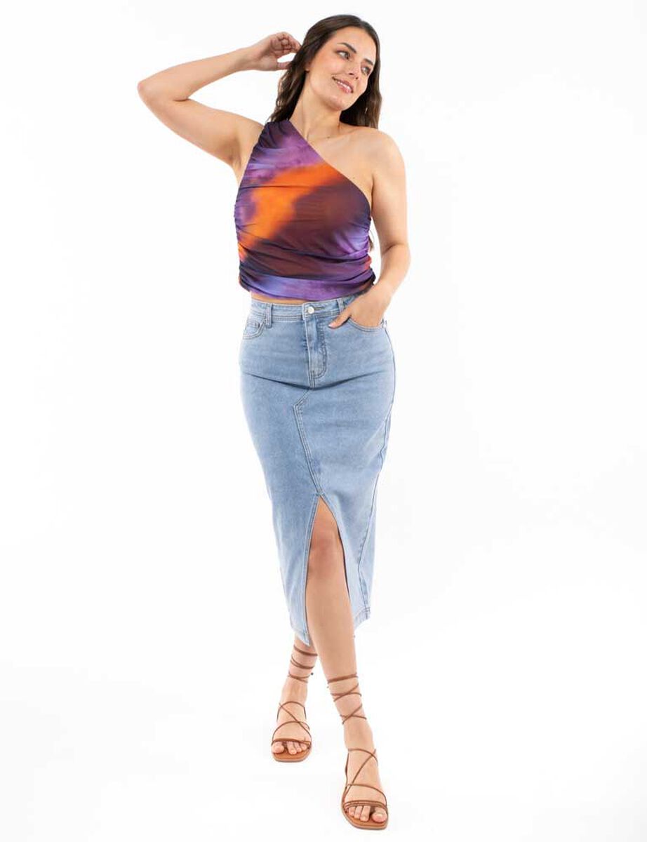 Falda Midi De Mezclilla Mujer Zibel