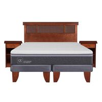 Cama Europea CIC Base Dividida 2 Plazas Ortopedic Advance + Respaldo + 2 Veladores Dublin Caramel