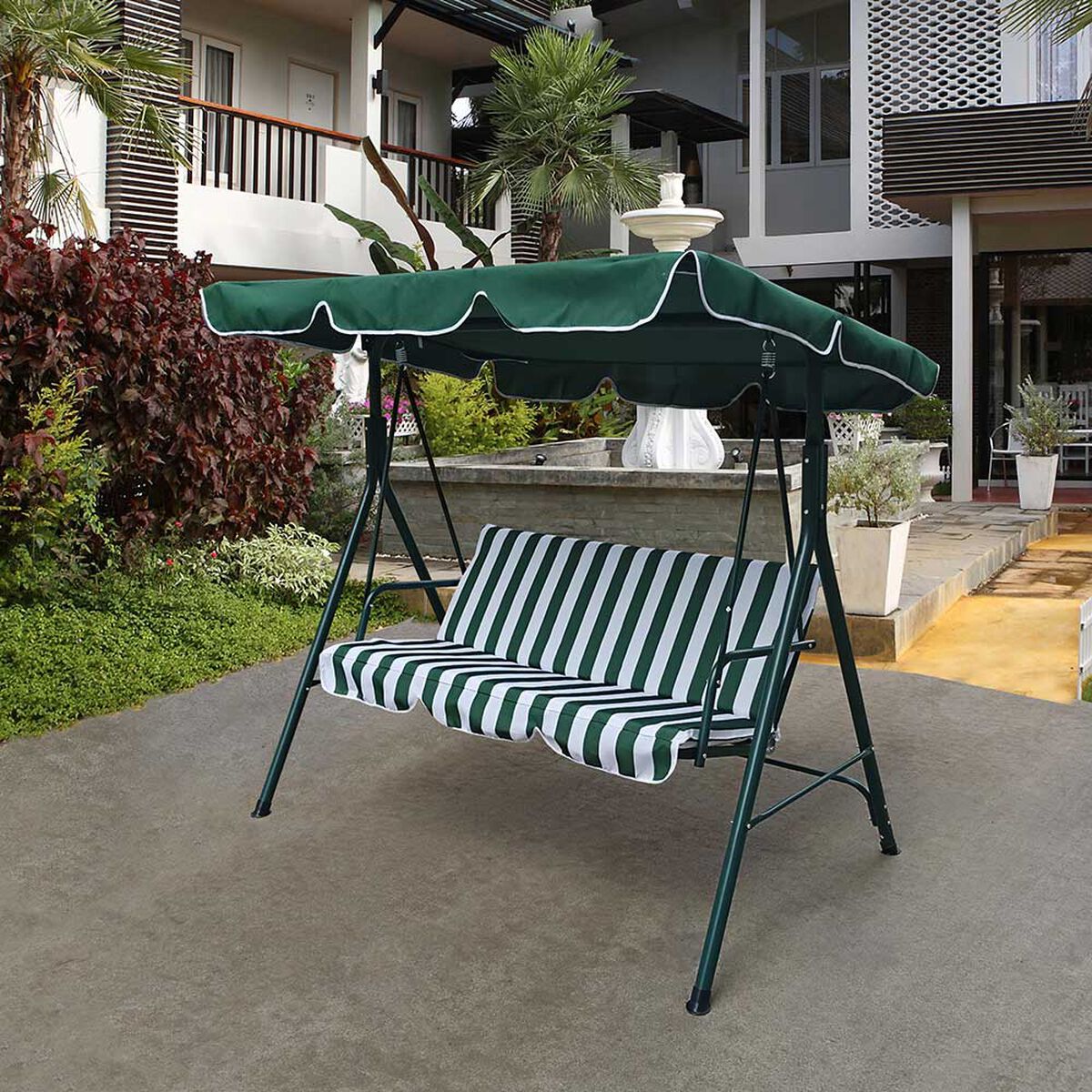 Sillón Columpio para Terraza Casanova 3 Cuerpos Verde Blanco