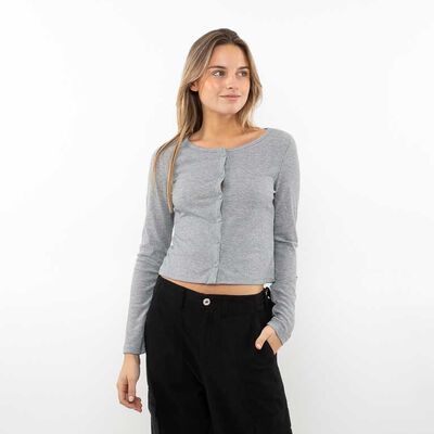 Sweater Crop Botones Mujer Icono