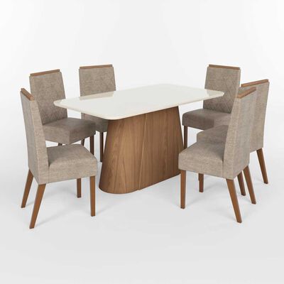 Juego De Comedor Home Mobili Rosario 6 Sillas Blanco Nature