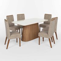 Juego De Comedor Home Mobili Rosario 6 Sillas Blanco Nature