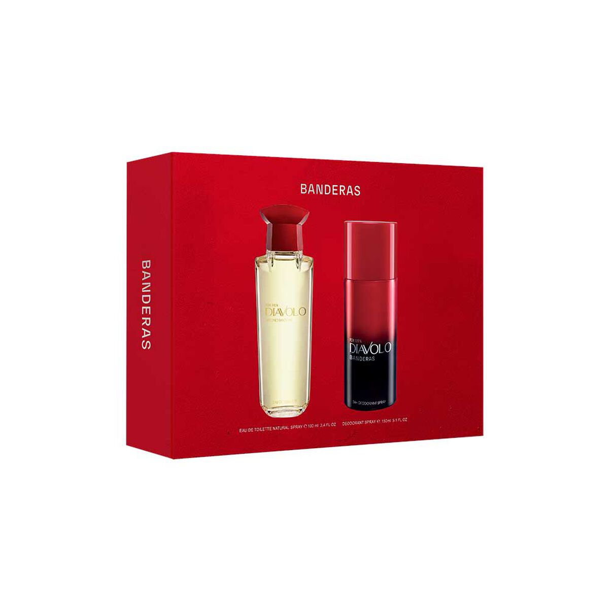 Set Perfume Antonio Banderas Hombre Diavolo For Men Eau de Toilette 100 ml + 24h Desodorante Spray For Men 150 ml