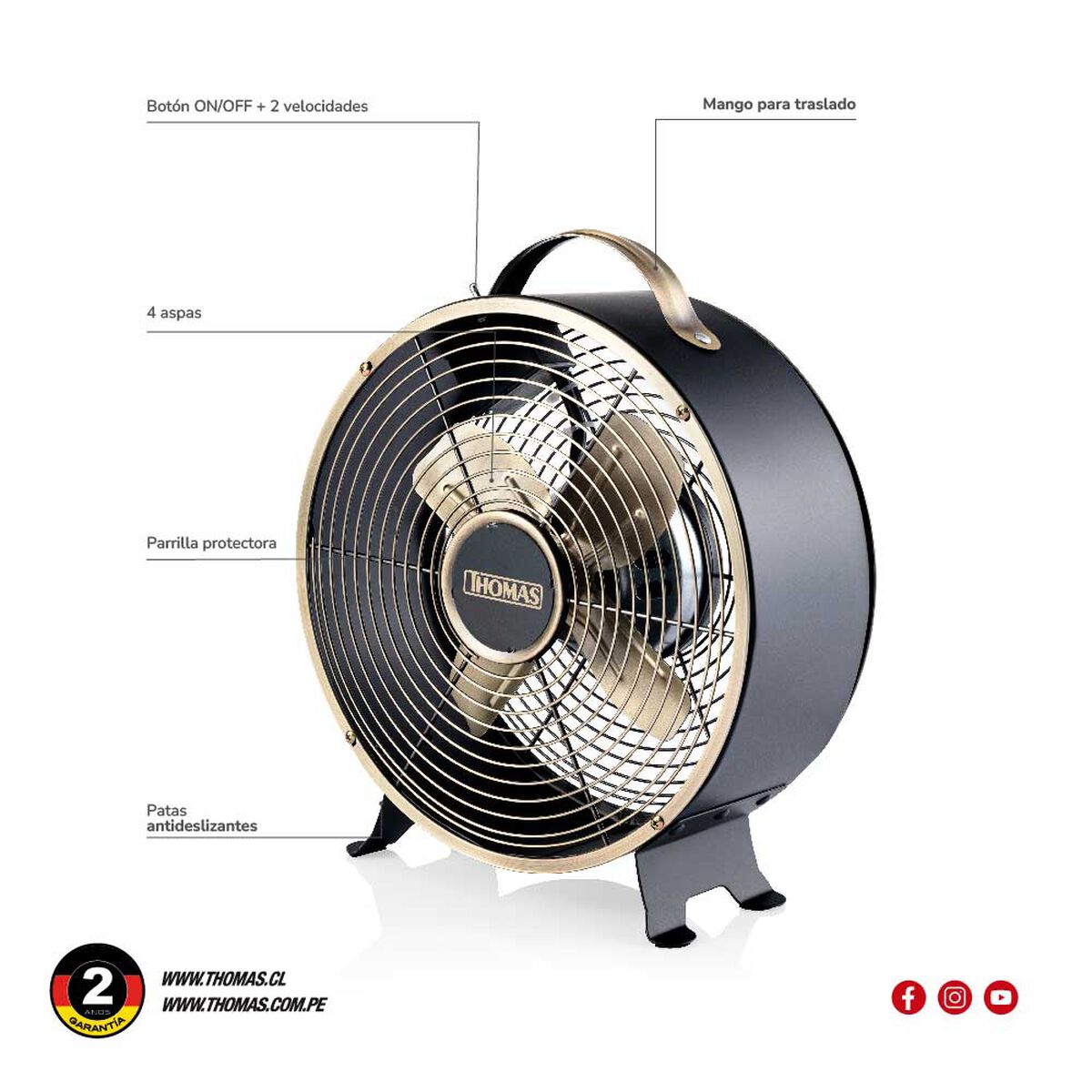 Ventilador de Mesa Thomas TH-08BNM Bronce