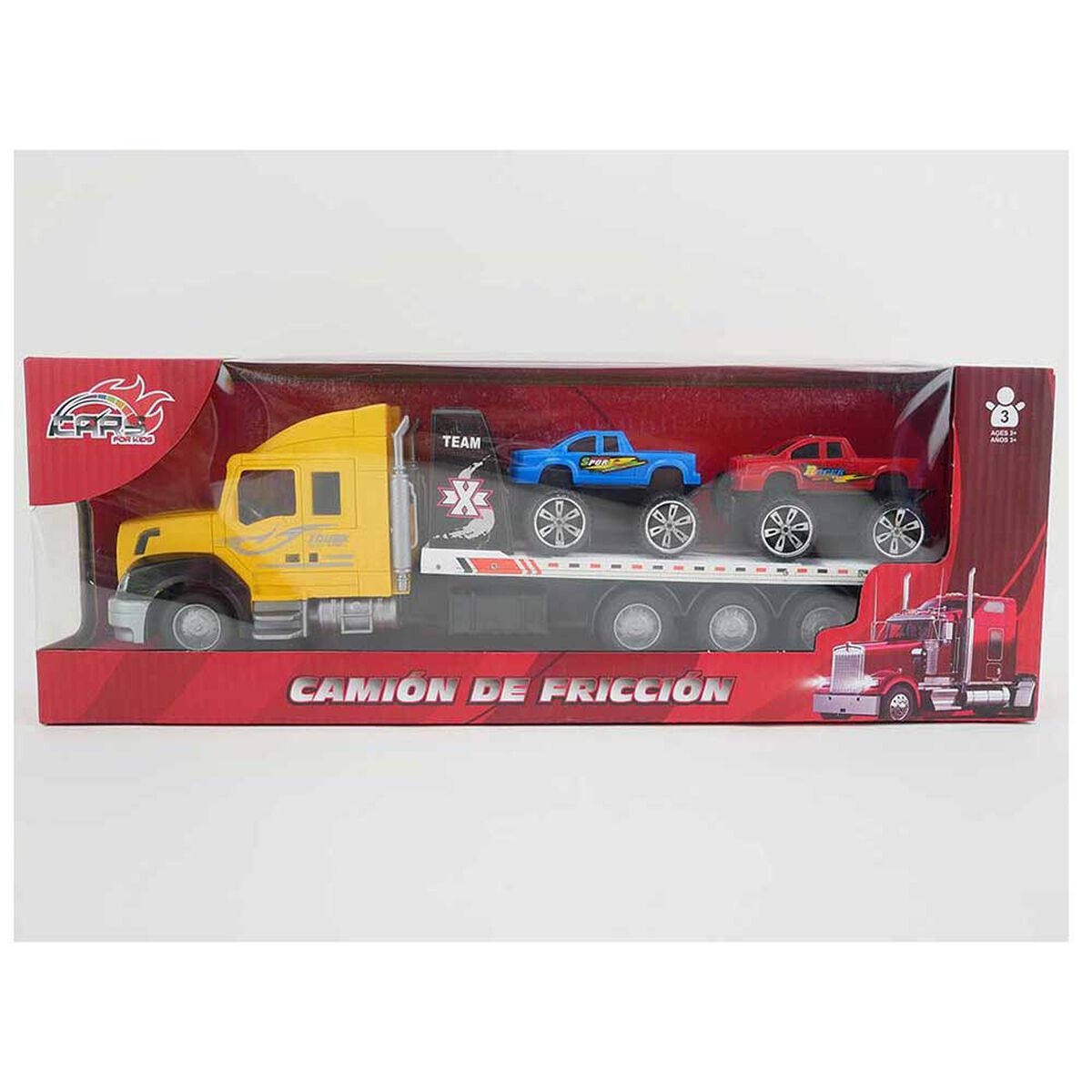 Camión a Fricción con dos autos  Multicolor Imp
